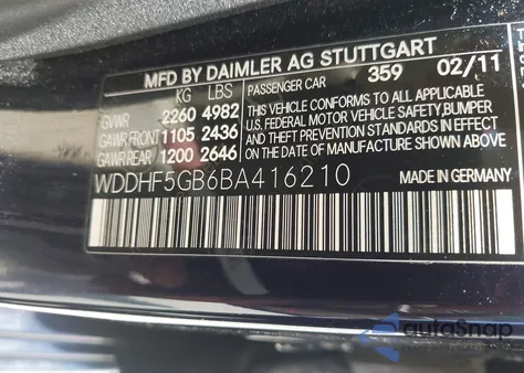 2011 Mercedes-Benz E 350 from USA, damaged, VIN WDDHF5GB6BA416210